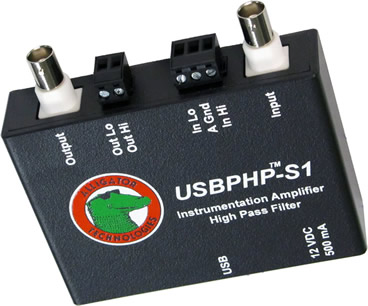 USBPHP-S1 Programmable Gain Instrumentation Amplifier with Variable Frequency High Pass Filter