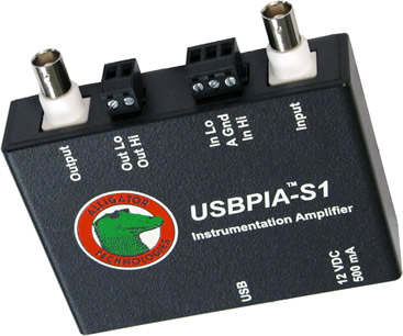 USBPIA-S1 software controlled variable gain instrumentation amplifier.
